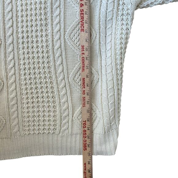American Weekend Chunky Cable Turtleneck Sweater Womens XL Ivory Cream Fisherman - Picture 10 of 10